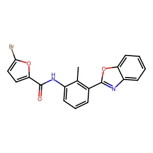 N-[3-(1,3-benzoxazol-2-yl)-2-methylphenyl]-5-bromofuran-2-carboxamide structure