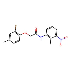 2-(2-bromo-4-methylphenoxy)-N-(2-methyl-3-nitrophenyl)acetamide structure