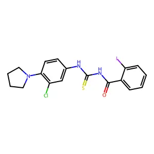 N-[(3-chloro-4-pyrrolidin-1-ylphenyl)carbamothioyl]-2-iodobenzamide structure