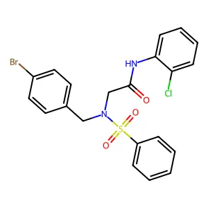 2-[benzenesulfonyl-[(4-bromophenyl)methyl]amino]-N-(2-chlorophenyl)acetamide structure