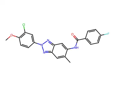 N-[2-(3-chloro-4-methoxyphenyl)-6-methylbenzotriazol-5-yl]-4-fluorobenzamide structure