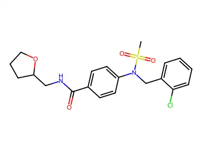 4-[(2-chlorophenyl)methyl-methylsulfonylamino]-N-(oxolan-2-ylmethyl)benzamide structure