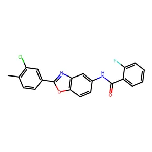 N-[2-(3-chloro-4-methylphenyl)-1,3-benzoxazol-5-yl]-2-fluorobenzamide structure
