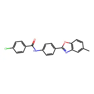 4-chloro-N-[4-(5-methyl-1,3-benzoxazol-2-yl)phenyl]benzamide structure