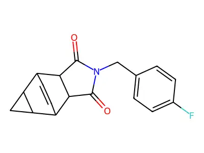 2-(4-fluorobenzyl)hexahydro-4,6-ethenocyclopropa[f]isoindole-1,3(2H,3aH)-dione structure