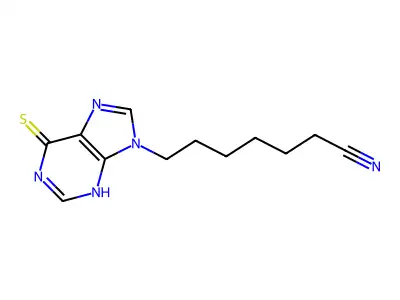 7-(6-Sulfanylidene-3,6-dihydro-9H-purin-9-yl)heptanenitrile structure