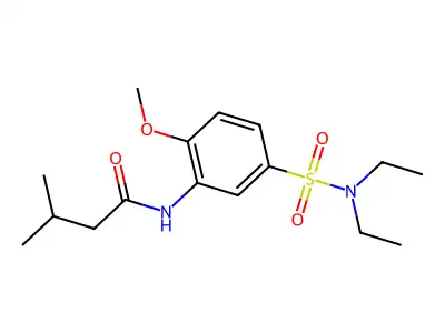 N-[5-(diethylsulfamoyl)-2-methoxyphenyl]-3-methylbutanamide structure