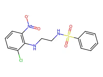N-{2-[(2-chloro-6-nitrophenyl)amino]ethyl}benzenesulfonamide structure