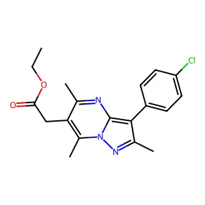 Ethyl [3-(4-chlorophenyl)-2,5,7-trimethylpyrazolo[1,5-a]pyrimidin-6-yl]acetate structure