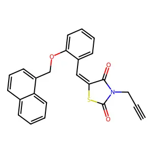 (5E)-5-[[2-(naphthalen-1-ylmethoxy)phenyl]methylidene]-3-prop-2-ynyl-1,3-thiazolidine-2,4-dione structure