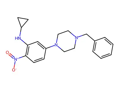 5-(4-benzylpiperazin-1-yl)-N-cyclopropyl-2-nitroaniline structure
