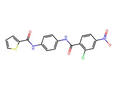 N-[4-[(2-chloro-4-nitrobenzoyl)amino]phenyl]thiophene-2-carboxamide structure