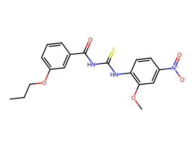 N-[(2-methoxy-4-nitrophenyl)carbamothioyl]-3-propoxybenzamide structure