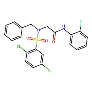 2-[benzyl-(2,5-dichlorophenyl)sulfonylamino]-N-(2-fluorophenyl)acetamide structure
