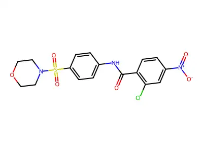 2-chloro-N-(4-morpholin-4-ylsulfonylphenyl)-4-nitrobenzamide structure