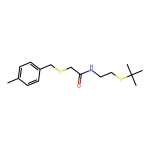 N-(2-tert-butylsulfanylethyl)-2-[(4-methylphenyl)methylsulfanyl]acetamide structure