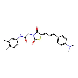 2-[(5E)-5-{(2E)-3-[4-(dimethylamino)phenyl]prop-2-en-1-ylidene}-2,4-dioxo-1,3-thiazolidin-3-yl]-N-(3,4-dimethylphenyl)acetamide structure