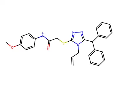 2-[(5-benzhydryl-4-prop-2-enyl-1,2,4-triazol-3-yl)sulfanyl]-N-(4-methoxyphenyl)acetamide structure