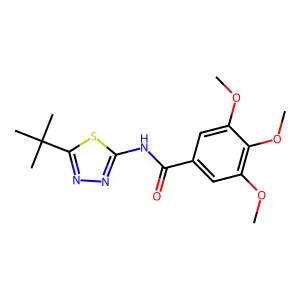 N-(5-tert-butyl-1,3,4-thiadiazol-2-yl)-3,4,5-trimethoxybenzamide structure