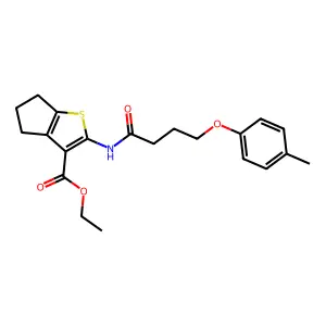 ethyl 2-{[4-(4-methylphenoxy)butanoyl]amino}-5,6-dihydro-4H-cyclopenta[b]thiophene-3-carboxylate structure