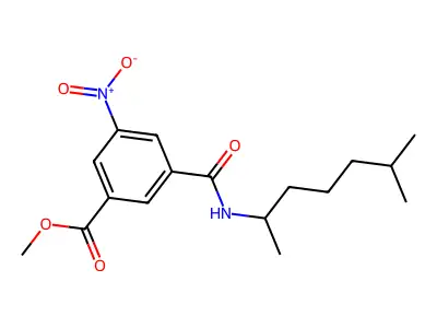 Methyl 3-((6-methylheptan-2-yl)carbamoyl)-5-nitrobenzoate structure