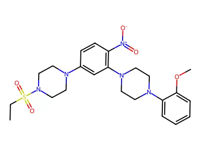 1-ethylsulfonyl-4-[3-[4-(2-methoxyphenyl)piperazin-1-yl]-4-nitrophenyl]piperazine structure