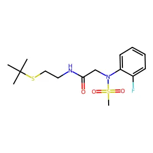 N-(2-tert-butylsulfanylethyl)-2-(2-fluoro-N-methylsulfonylanilino)acetamide structure