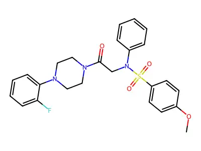 N-{2-[4-(2-fluorophenyl)piperazin-1-yl]-2-oxoethyl}-4-methoxy-N-phenylbenzenesulfonamide structure