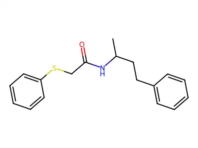 N-(4-phenylbutan-2-yl)-2-phenylsulfanylacetamide structure