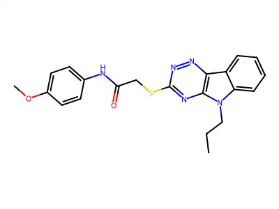 N-(4-methoxyphenyl)-2-[(5-propyl-[1,2,4]triazino[5,6-b]indol-3-yl)sulfanyl]acetamide structure