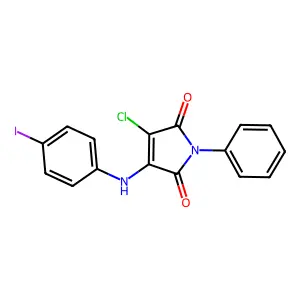 3-chloro-4-((4-iodophenyl)amino)-1-phenyl-1H-pyrrole-2,5-dione structure