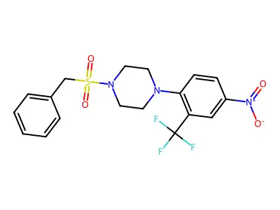 1-Benzylsulfonyl-4-[4-nitro-2-(trifluoromethyl)phenyl]piperazine structure