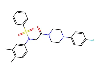 N-(3,4-dimethylphenyl)-N-[2-[4-(4-fluorophenyl)piperazin-1-yl]-2-oxoethyl]benzenesulfonamide structure