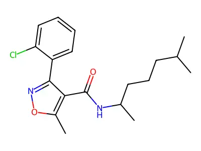 3-(2-chlorophenyl)-5-methyl-N-(6-methylheptan-2-yl)-1,2-oxazole-4-carboxamide structure