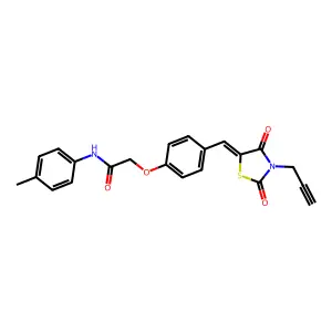 2-(4-{(E)-[2,4-dioxo-3-(prop-2-yn-1-yl)-1,3-thiazolidin-5-ylidene]methyl}phenoxy)-N-(4-methylphenyl)acetamide structure