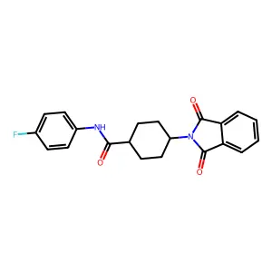 4-(1,3-dioxoisoindol-2-yl)-N-(4-fluorophenyl)cyclohexane-1-carboxamide structure