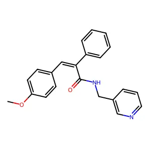 (E)-3-(4-methoxyphenyl)-2-phenyl-N-(pyridin-3-ylmethyl)prop-2-enamide structure