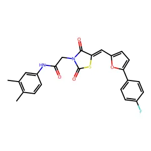 N-(3,4-dimethylphenyl)-2-[(5E)-5-[[5-(4-fluorophenyl)furan-2-yl]methylidene]-2,4-dioxo-1,3-thiazolidin-3-yl]acetamide structure