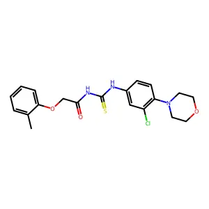 N-[(3-chloro-4-morpholin-4-ylphenyl)carbamothioyl]-2-(2-methylphenoxy)acetamide structure