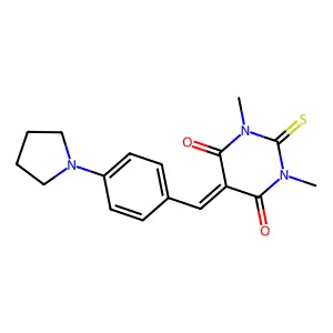 1,3-dimethyl-5-[4-(pyrrolidin-1-yl)benzylidene]-2-thioxodihydropyrimidine-4,6(1H,5H)-dione structure