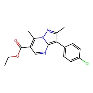 Ethyl 3-(4-chlorophenyl)-2,7-dimethylpyrazolo[1,5-a]pyrimidine-6-carboxylate structure