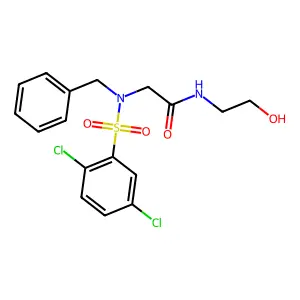 2-[benzyl-(2,5-dichlorophenyl)sulfonylamino]-N-(2-hydroxyethyl)acetamide structure