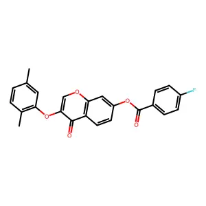 3-(2,5-dimethylphenoxy)-4-oxo-4H-chromen-7-yl 4-fluorobenzoate structure