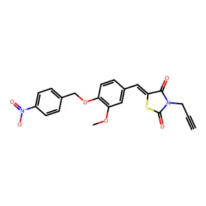 (5E)-5-[[3-methoxy-4-[(4-nitrophenyl)methoxy]phenyl]methylidene]-3-prop-2-ynyl-1,3-thiazolidine-2,4-dione structure