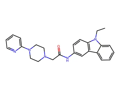 N-(9-Ethyl-9H-carbazol-3-yl)-2-(4-(pyridin-2-yl)piperazin-1-yl)acetamide structure