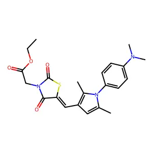 ethyl [(5E)-5-({1-[4-(dimethylamino)phenyl]-2,5-dimethyl-1H-pyrrol-3-yl}methylidene)-2,4-dioxo-1,3-thiazolidin-3-yl]acetate structure