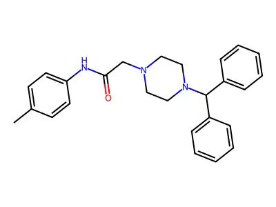 2-(4-benzhydrylpiperazin-1-yl)-N-(4-methylphenyl)acetamide structure