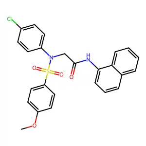 2-(4-chloro-N-(4-methoxyphenyl)sulfonylanilino)-N-naphthalen-1-ylacetamide structure