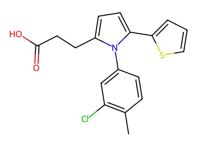 3-[1-(3-chloro-4-methylphenyl)-5-(thiophen-2-yl)-1H-pyrrol-2-yl]propanoic acid structure