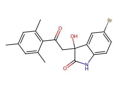 5-bromo-3-hydroxy-3-[2-oxo-2-(2,4,6-trimethylphenyl)ethyl]-1H-indol-2-one structure